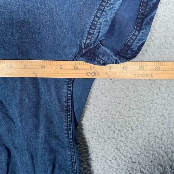 H&M Dress Women's 2 Blue Denim Chambray Tunic Stretch V-Neck Lyocell - Picture 6 of 10